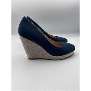 Navigata Woman Ripley Mito‎ Navy Suede Espadrille Wedge Heels EU 39  $129.95